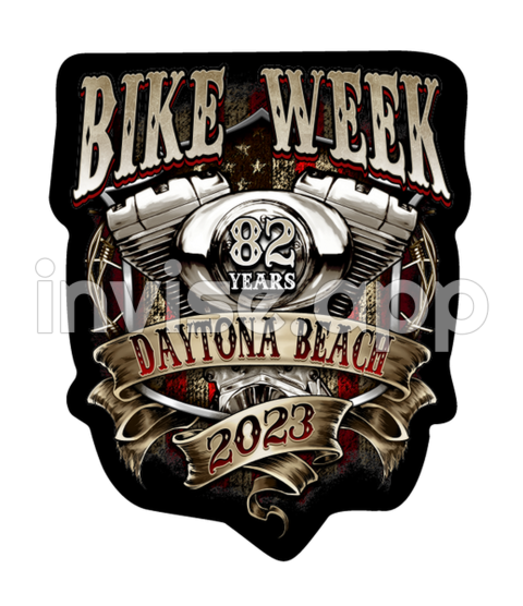 2023 Bike Week Daytona Beach Rustic Ribboned Engine Sticker Biker - Main Street Daytona Beach Bike Week